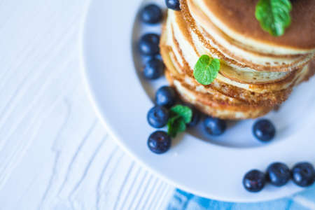 Delicious homemade pancakes with berriesの写真素材
