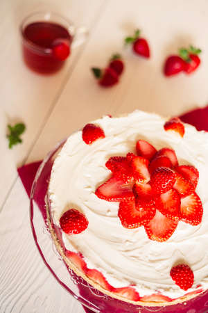 Delicious homemade strawberries cheesecake