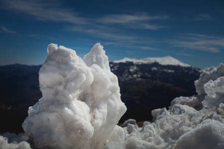 A view of the landscape near Castelluccio di Norcia, Norcia, Umbria, Italyの写真素材