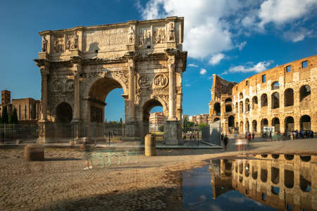 Arch of Constantine near the Colosseum, Rome, Italyの写真素材