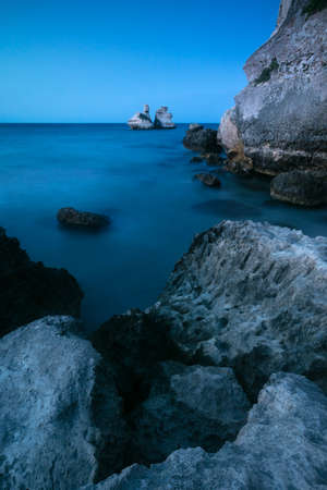 The "Two Sisters" rock in Torre dell'Orso, Malendugno, Puglia, Italyの写真素材
