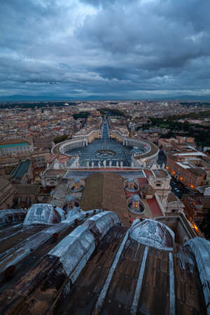 High angle view of Saint Peter's Square in Vatican City, Rome, Italyの写真素材