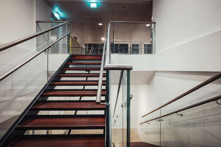 Wooden stairs in a modern building