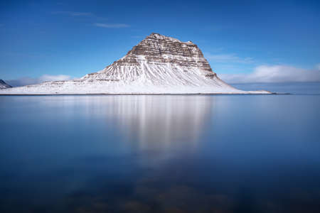 Kirkjufell Mount, Iceland, North Atlantic Oceanの写真素材