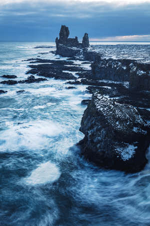 Londrangar, Iceland, North Atlantic Oceanの写真素材