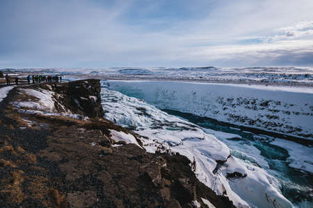 Gullfoss, Iceland, North Atlantic Oceanの写真素材