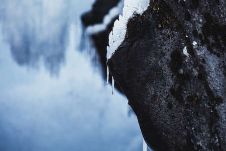 Some stalactites over the water, BrÃºarÃ¡rfoss, Iceland, North Atlantic Oceanの写真素材