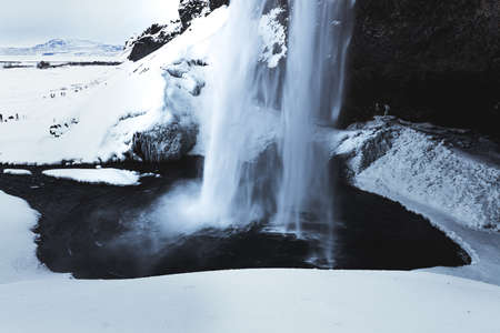 Seljalandsfoss, Iceland, North Atlantic Oceanの写真素材