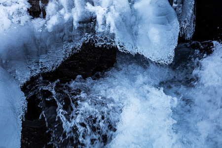 Little waterfalls near BrÃºarÃ¡rfoss Waterfall, Iceland, North Atlantic Oceanの写真素材
