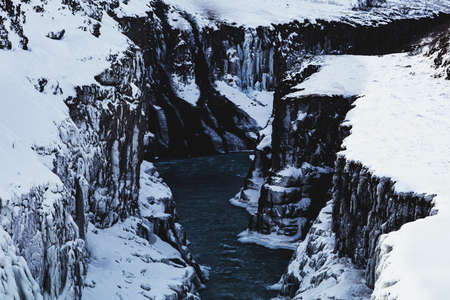 Gullfoss, Iceland, North Atlantic Oceanの写真素材
