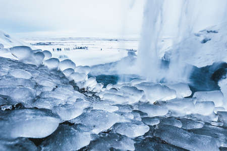 Seljalandsfoss, Iceland, North Atlantic Oceanの写真素材
