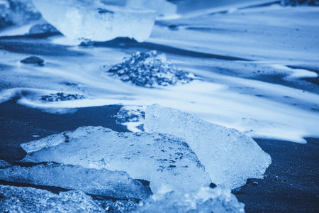 Diamond beach, Iceland, North Atlantic Oceanの写真素材