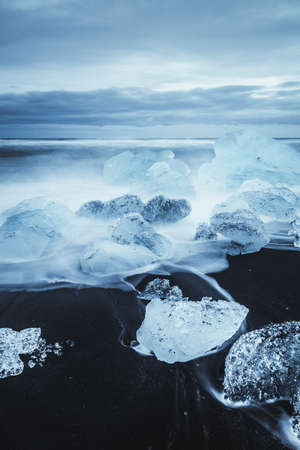 Diamond beach, Iceland, North Atlantic Oceanの写真素材