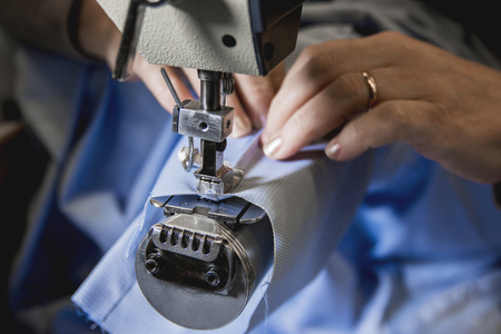 sewing machine workingの写真素材