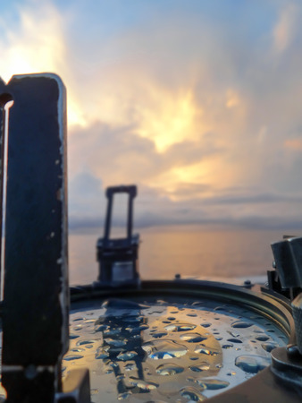 a nice sunrising at sea after the stormの写真素材