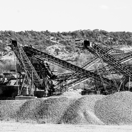 A cement factory on a blurred backgroundの写真素材