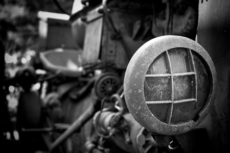 Particulars of an old tractor, abandoned in a south Italian countrysideの写真素材