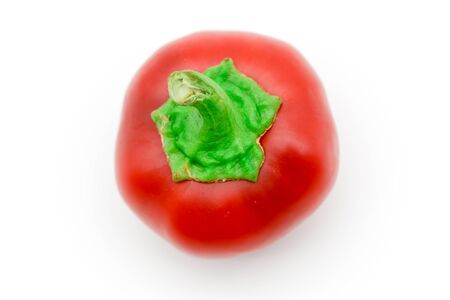 red little italian sweet pepper isolated in white backgroundの写真素材