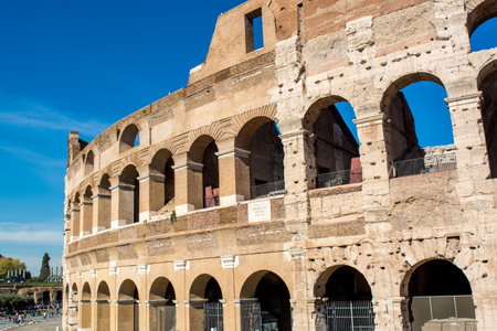 view of the colosseum in rome on blue sky backgroundのeditorial素材