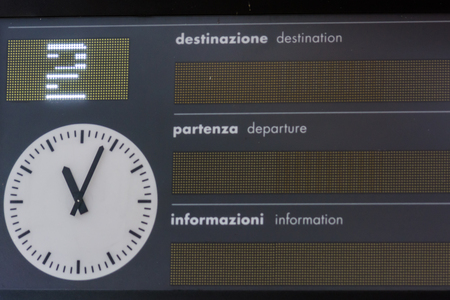 Horizontal View of Close Up of the Board Departures and Destinations Indicating the Second Binary...