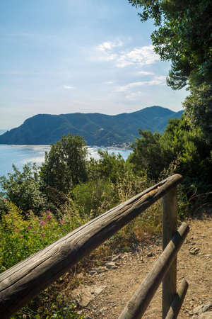 Vertical View of the Cliff in the Path connecting Vernazza to Monterosso. Italy, National Park of...