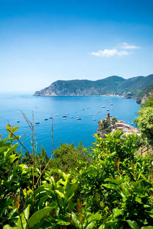 Vertical View of the Sea in front of the Coast of Liguria. Italian National Park of the Cinque...