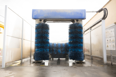 Car Washing Machine Brushes on Blur Backgroundの写真素材