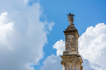 Horizontal View of the St. John Baptist in the Town of Sava, near Taranto, in the South of Italy on Partially Cloudy Sky Backgroundの写真素材
