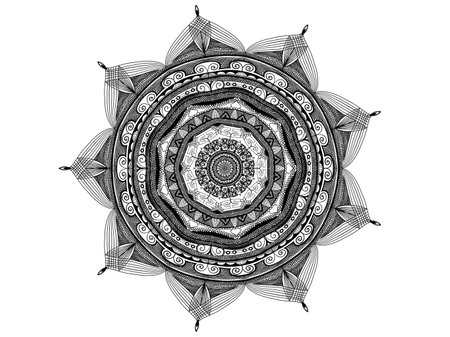 Flower Mandala. Vintage decorative elements. Oriental pattern, illustration. Islam, Arabic, Indian, moroccan, spain, turkish, pakistan, chinese, mystic, ottoman motifs. Coloring book pageの写真素材