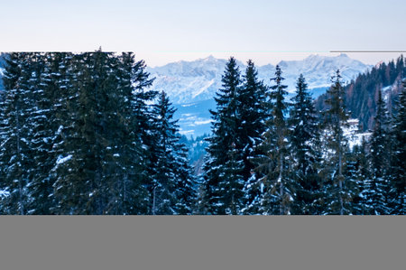 Dolomiti Mountains at Sunset with Pink Colored Sky at Sunset in the North of Italy on blurred backgroundの写真素材
