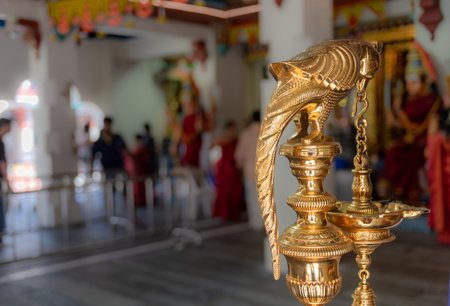 Thai style golden elephant statue in temple,Thailand,selective focusの写真素材