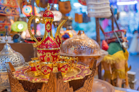 Arabian Souvenirs At The Market In Oman On Blurred Background