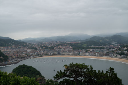 Spectacular view of the urban beach of la Concha from Monte Igueldo in Donostia - San Sebastian, Spain. You can reach this point of view by car or via funicular.の写真素材