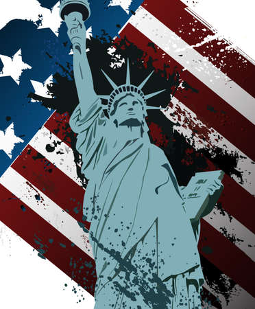 Grunge Statue of libertyのイラスト素材