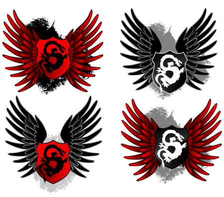 Grunge Dragon Shieldのイラスト素材