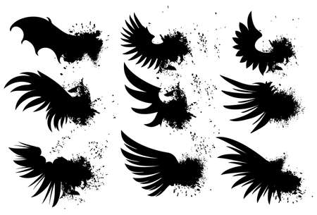 Grunge wingsのイラスト素材