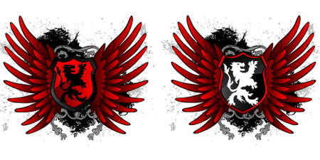 Lion grunge shieldのイラスト素材