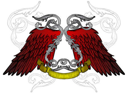 Artificial Wing Ornate Ribbonのイラスト素材