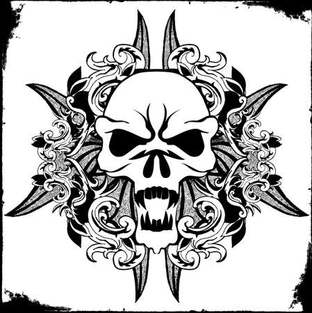 Skull in foliageのイラスト素材