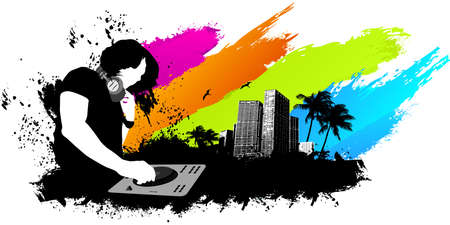 Party DJ city backgroundのイラスト素材