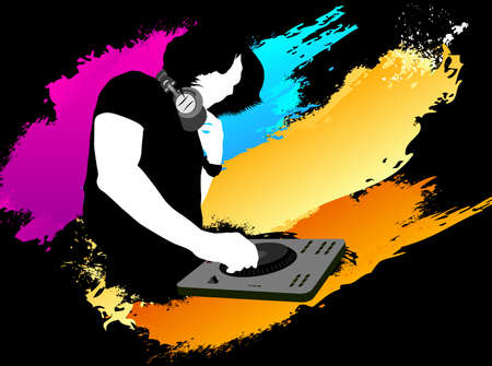 Party DJ black backgroundのイラスト素材