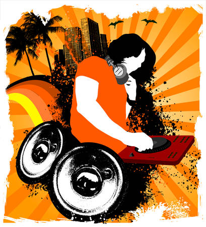 Party beach DJ mixingのイラスト素材