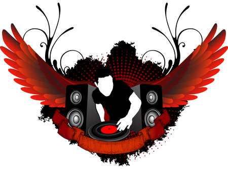 Dj in grunge bakcgroundのイラスト素材