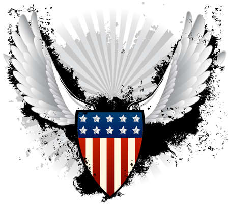 American Shield Grunge with wingsのイラスト素材
