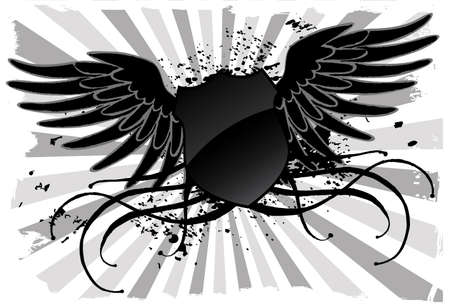 Grunge black shieldのイラスト素材