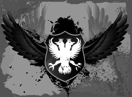 Black Eagle grunge shieldのイラスト素材
