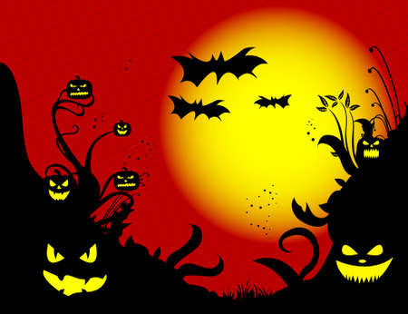 Halloween pumpkins backgroundのイラスト素材