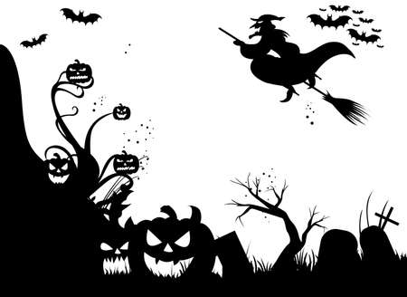 Halloween witch banner のイラスト素材
