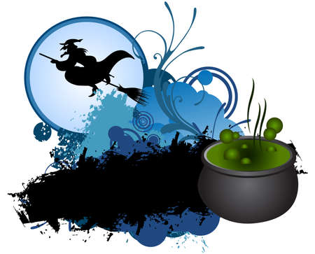 Halloween witch banner のイラスト素材