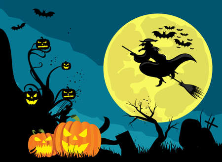 Halloween witch banner のイラスト素材